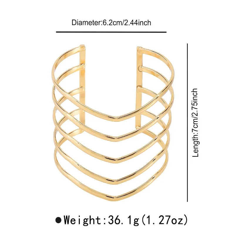 سوار معدني مبالغ فيه، سوار مخطط مخصص مفتوح على الوجهين، سوار معدني عصري، سوار.