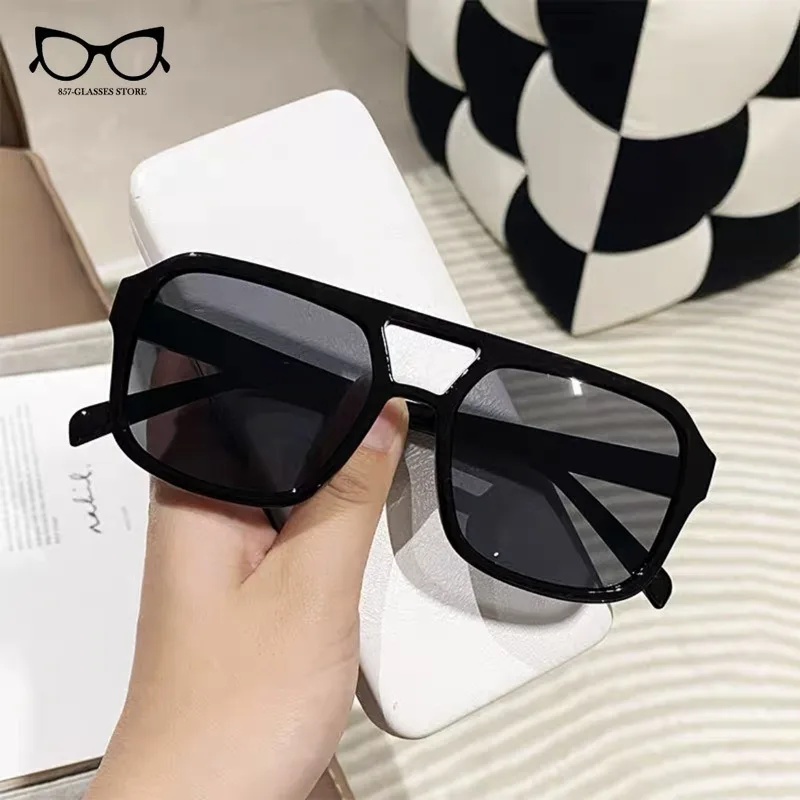 Fashion Square Sunglasses Women Vintage Double Beam Frame Sun Glasses Ocean Gradient Retro Designer Outdoor Shades