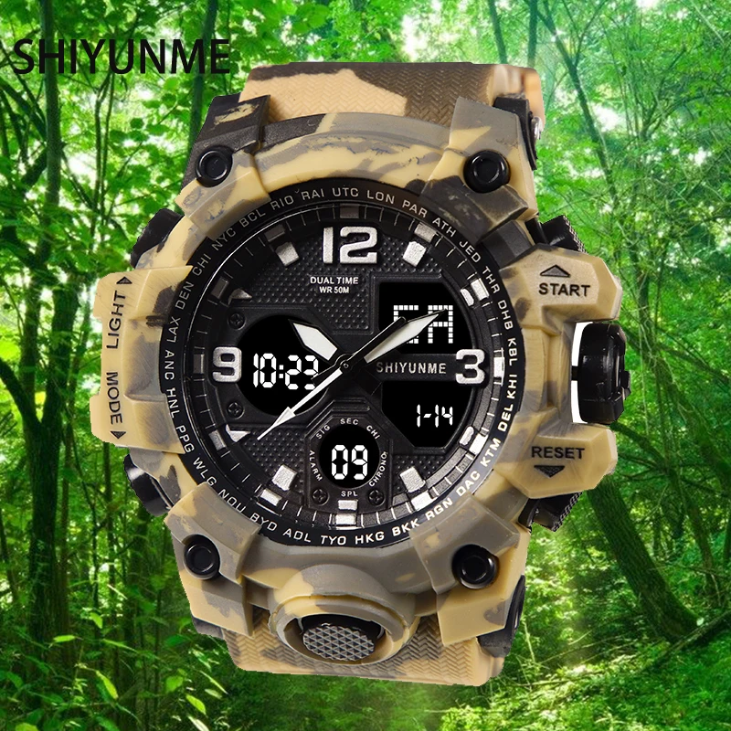 SHIYUNME New G Style Men LED Digital Quartz Watch Dual Display Military Sports Outdoor Waterproof Men\'s watch Relogio Masculino