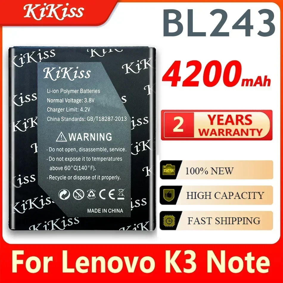 4200mAh BL243 Mobile Phone Battery Use for lenovo K3 Note K50-T5 A7000 A5500 A5600 A7600