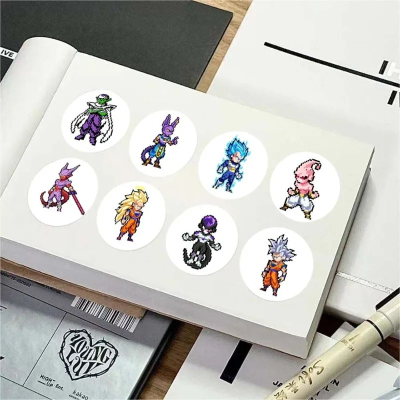 New Dragon Ball Son Goten Bulma Son Goku Anime Cartoon Cute Sticker Convenient Pixel Style Advanced Seal Label Wall Account