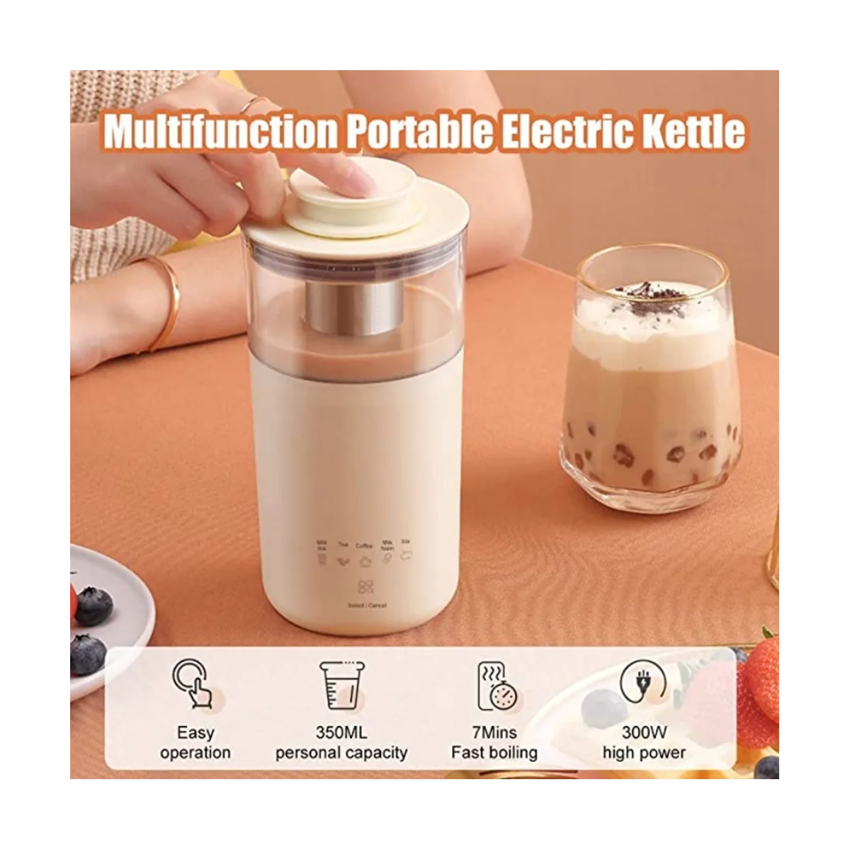 เครื่องชงกาแฟชานมเครื่องชงกาแฟไฟฟ้าอเนกประสงค์ขนาด350มล. เครื่องปั่นนมแบบมีแผลพุพองเครื่องผสมปลั๊กแบบยุโรป