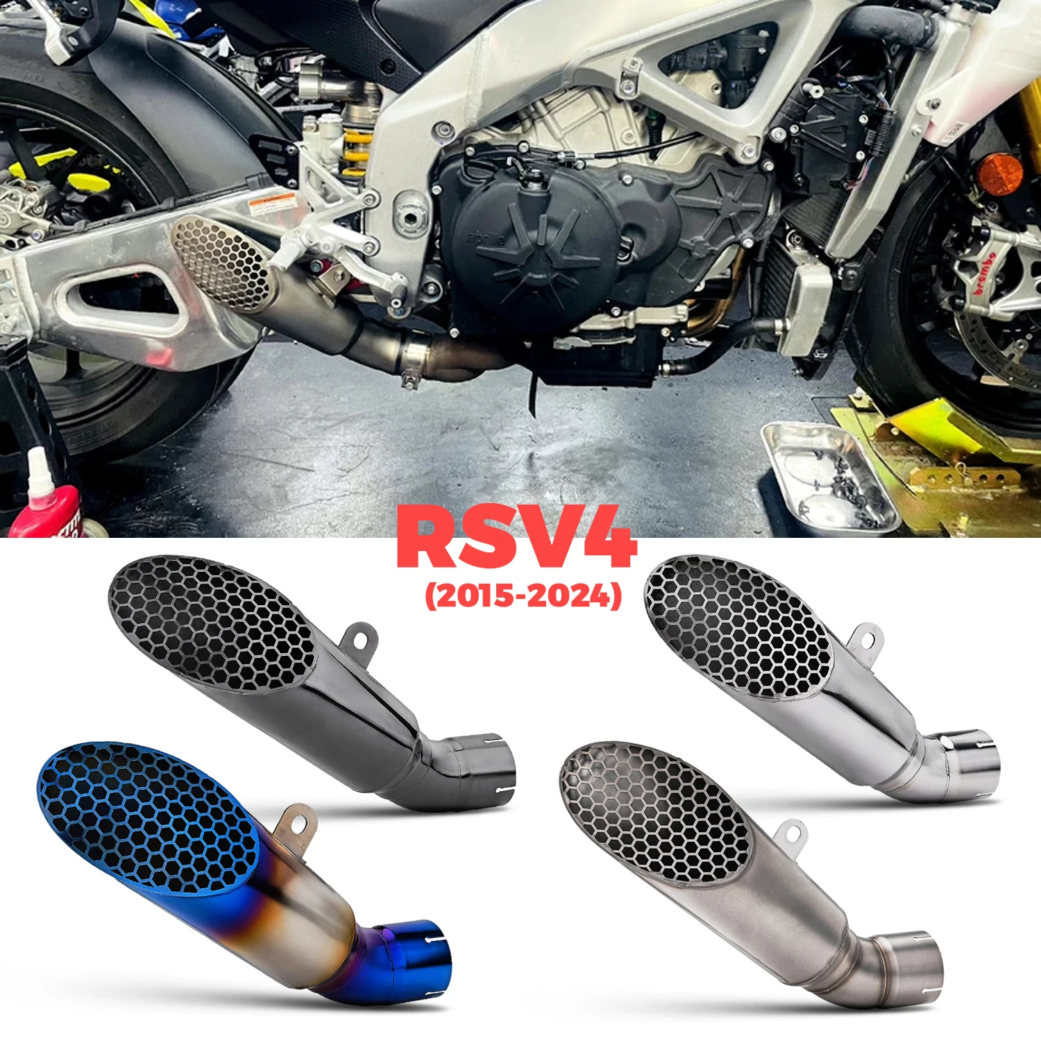 

Motorcycle escape muffler for RSV4 1100 Factory Tuono V4 1100 Factory 2015-2024 Slip-on Muffler RSV4 exhaust link pipe