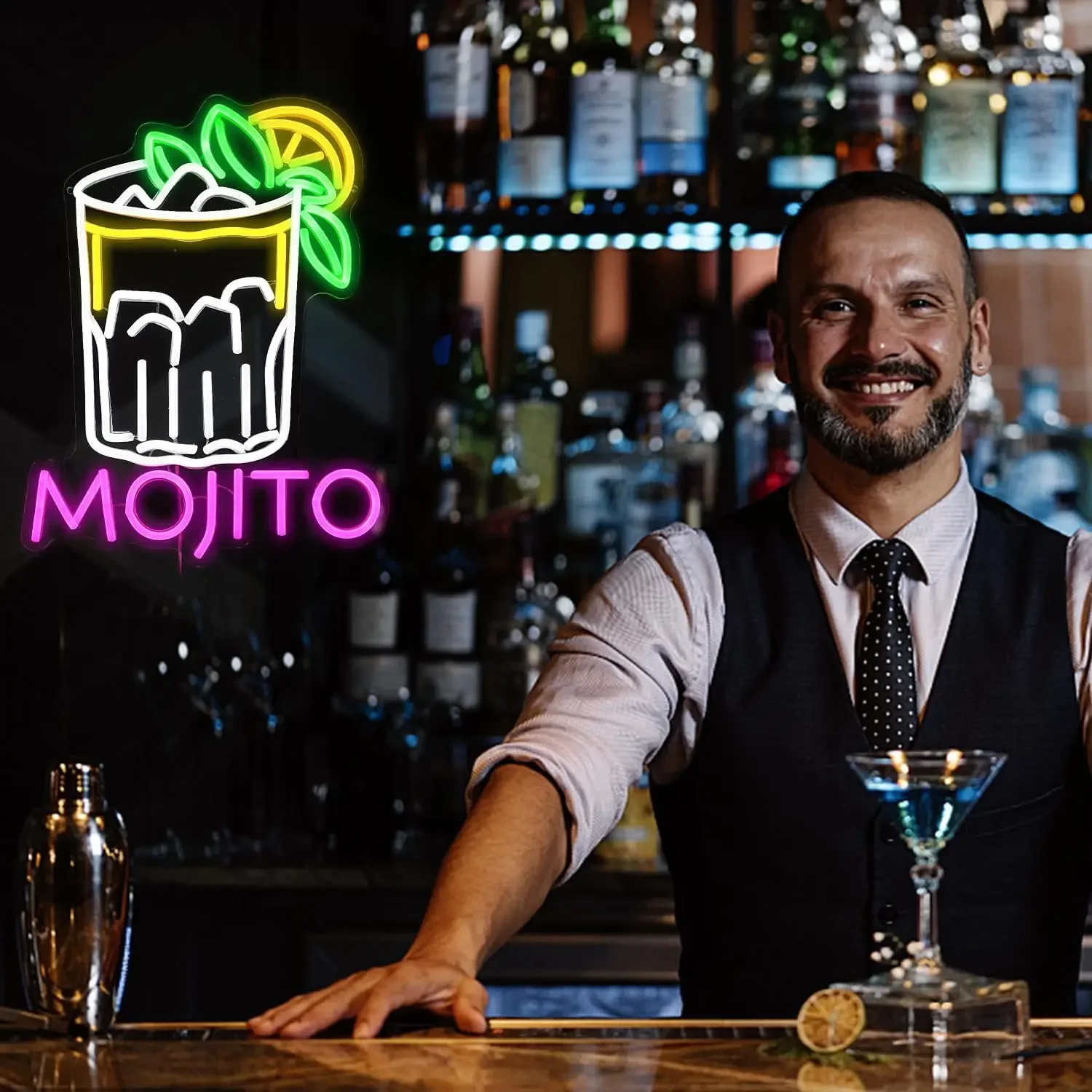 Mojito Cocktail Neon Signs LED USB Powered Neon Lights for Wall Decor Bar Club Party Home Bar Man Cave Living Decoration Room