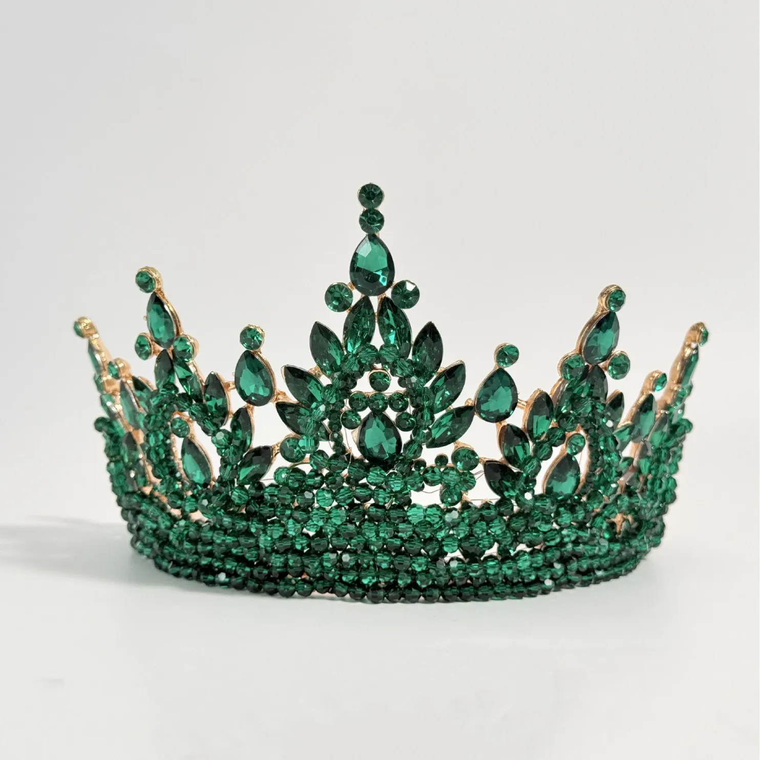 Bridal Crown Hair Accessory Oversized Alloy Electroplated Wedding Tiara for Bride Red Finish Headpiece