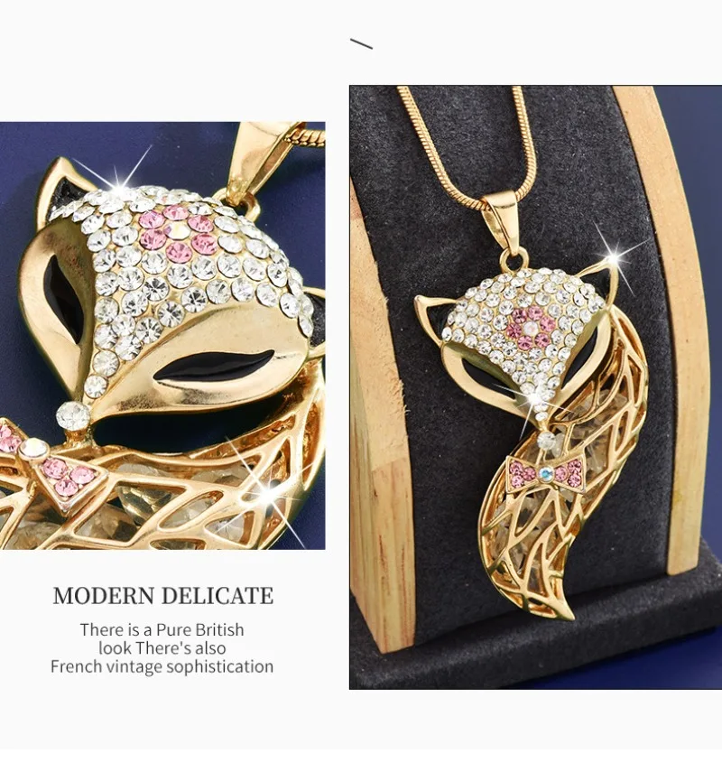 سلسلة سترة الثعلب عبارة عن قلادة عصرية وطويلة ومتعددة الوظائف للنساء في الخريف والشتاء