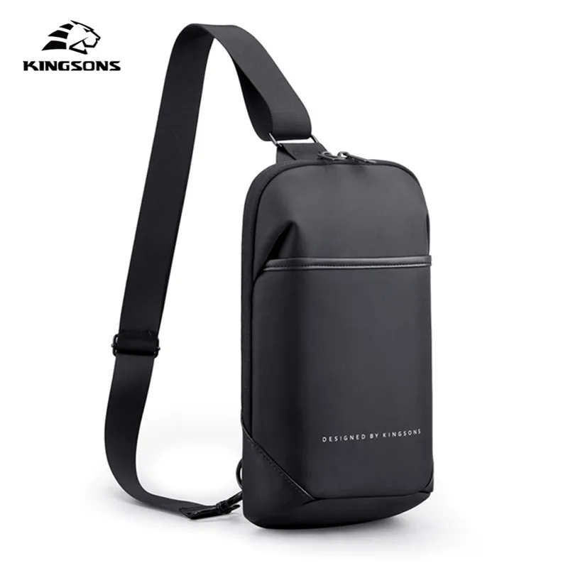 Kingsons masculino crossbody saco kingsons preto moda masculina à prova dwaterproof água bolsa de ombro único menino casual saco peito