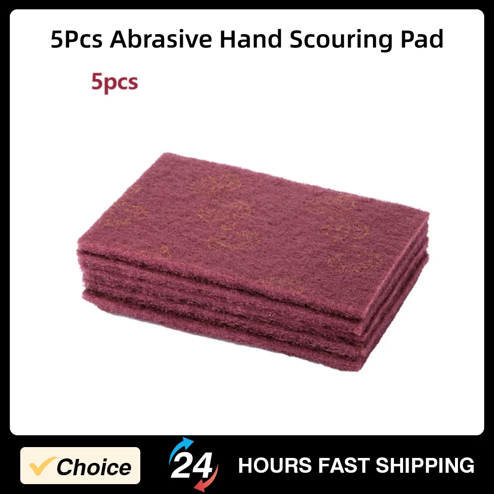5Pcs Abrasive Hand Scouring Pad Abrasive Sponge Scourer Pads Polishing Cleaning Tools Square Nylon Scouring Pad