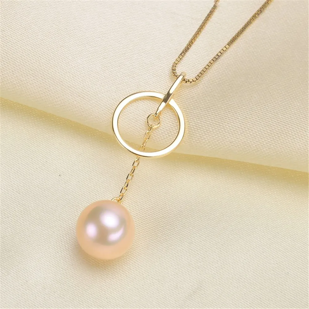 

DIY Pearl Accessories S925 Silver Fashion Pearl Pendant Necklace Empty Holder Fit 8-11mm Round Elliptical Beads D167