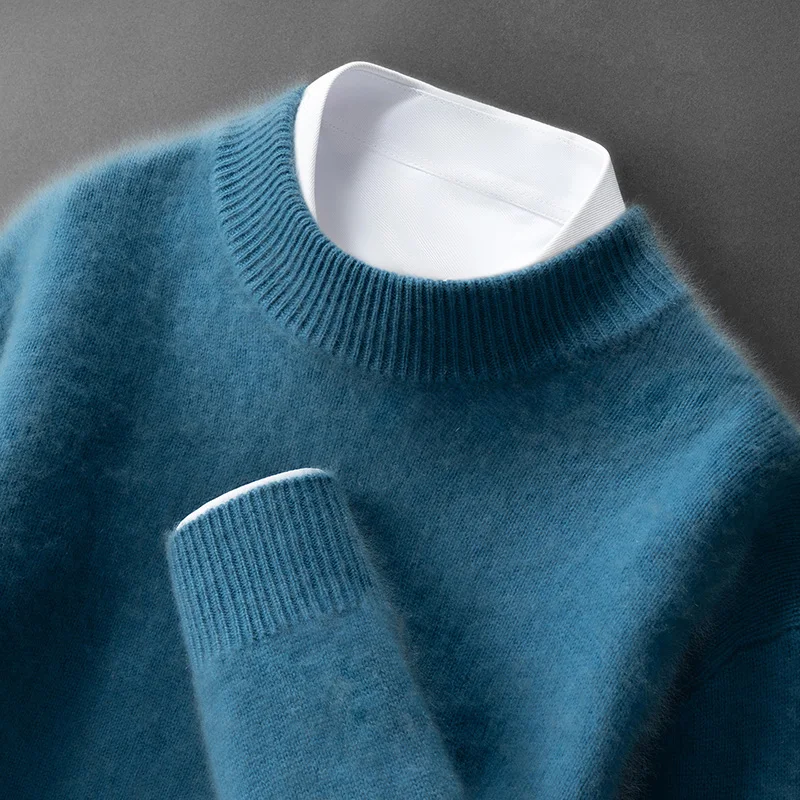 CHICUU 남성 기본 모크넥 캐시미어 풀오버 100% 캐시미어 스웨터 가을 겨울 두꺼운 따뜻한 긴팔 캐시미어 니트웨어 탑