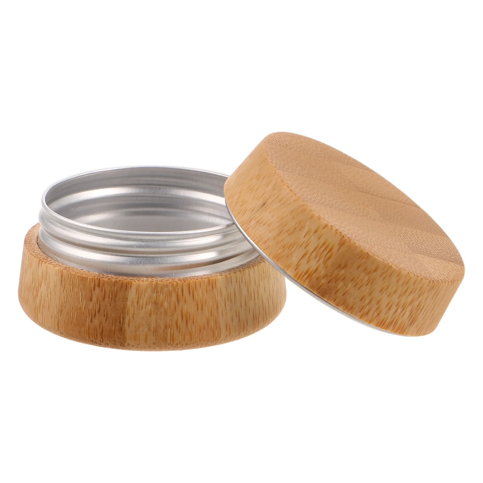 

Refillable Jar 10G Mini Bamboo Jars Screw Lids Empty Aluminum Case For Solid Perfume Lip Balm Cream