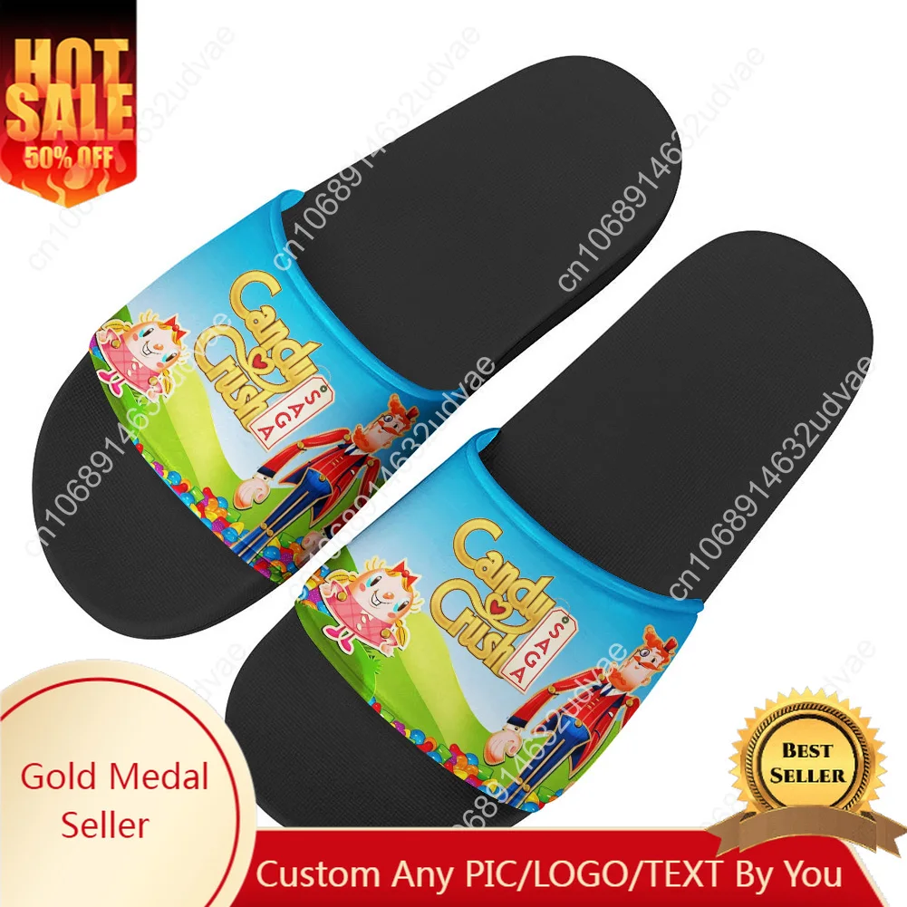 

Candy Crush Saga Sandals Home Slippers Water Shoes Men Women Teenagers Children Sandal Bathroom Beach Pool Custom Made Slipper