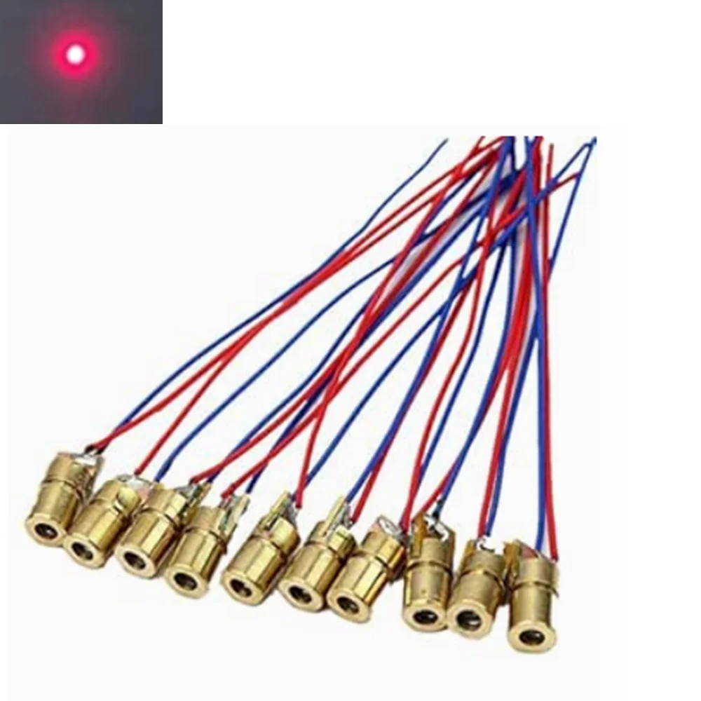 

10pcs Mini Laser Dot Diode Module Head Red 650nm 6mm 5V 5mW Diode Lasers