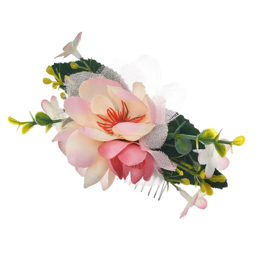 

Artificial Flower Hairpin Bridal Comb Wedding Accessory Fabric Flowers Bride Haircomb for Special Occasion Party