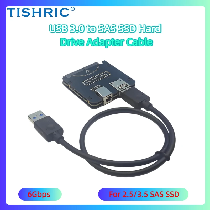 

Кабель-адаптер Plug-and-play USB-SAS, портативный кабель-адаптер 6 Гбит/с, поддержка подключения к дисками SAS и SATA HDD/SSD