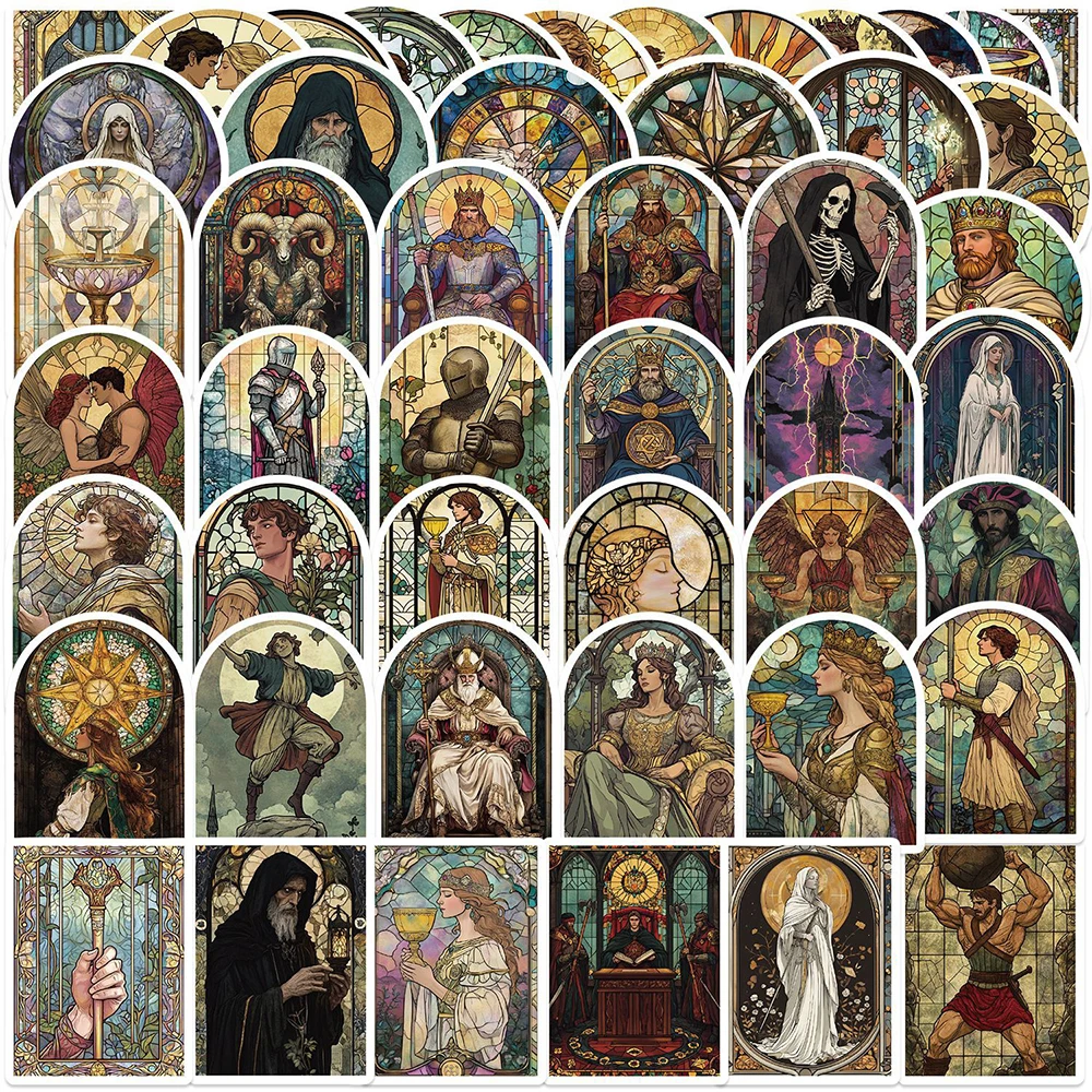 

10/30/50pcs Cartoon Glass Style Tarot Cards Stickers Retro Decorative Notebook Scrapbook Laptop Cool Waterproof Graffiti Sticker