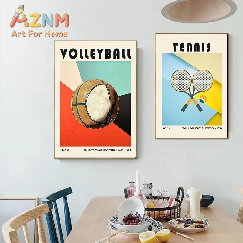 Vintage Golf Table Tennis Basketball  Rugby Boxing Gloves Sport Poster Canvas Painting Print for Living Room Wall Art Home Decor