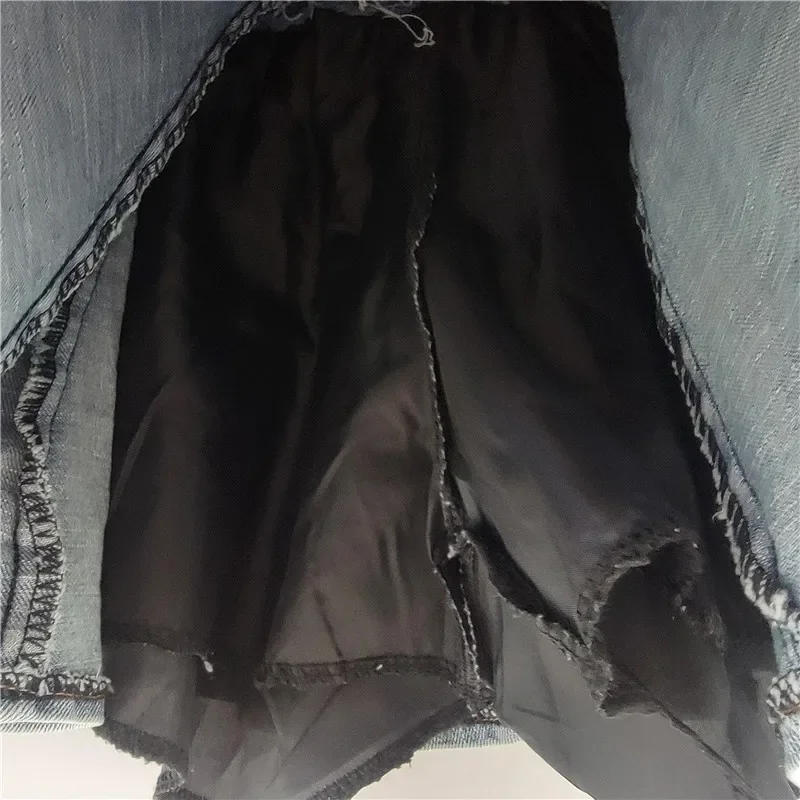Short Dresses Women Streetwear Retro Pleated Denim Skirt Summer 2025 High Waist Reducing and Slimming A-line Ruffled Dress Y2k