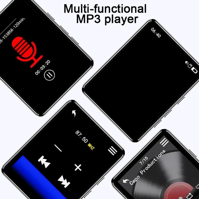 เครื่องเล่น MP3 พร้อม เครื่องเล่นเพลงแบบเต็มหน้าจอขนาด 2.4 นิ้วพร้อมวิทยุ FM รองรับ Ebook การบันทึก