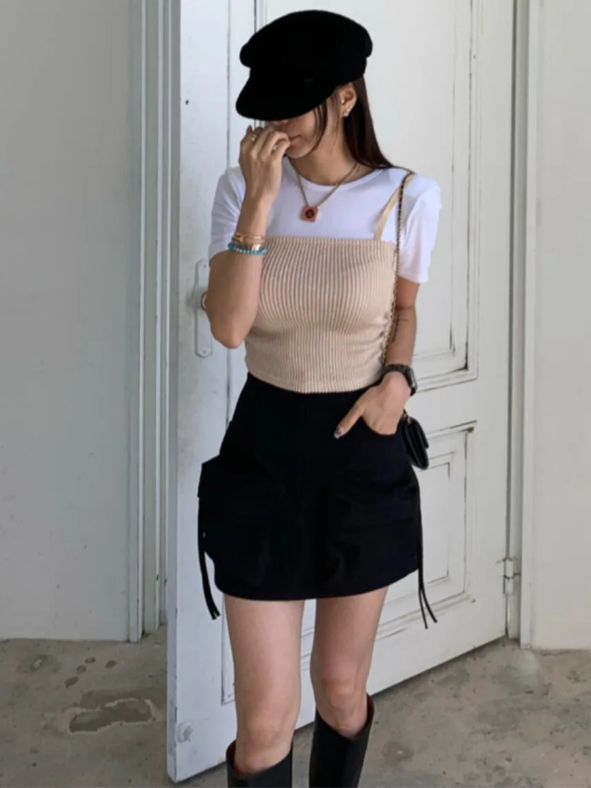 กระโปรงทรงเอ สไตล์เกาหลีใหม่ ฤดูใบไม้ร่วงต้นปี 2025  ทำงานได้หลากหลาย  กระโปรงยาวทรงเอ  ดีไซน์เก๋  สีพื้น