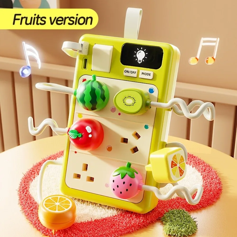 Montessori Inspired Sensory Busy Board Simulated Kid-Safe Plug Outlet Toy Light & Sound Interactive Shape Matching Toy Home Play
