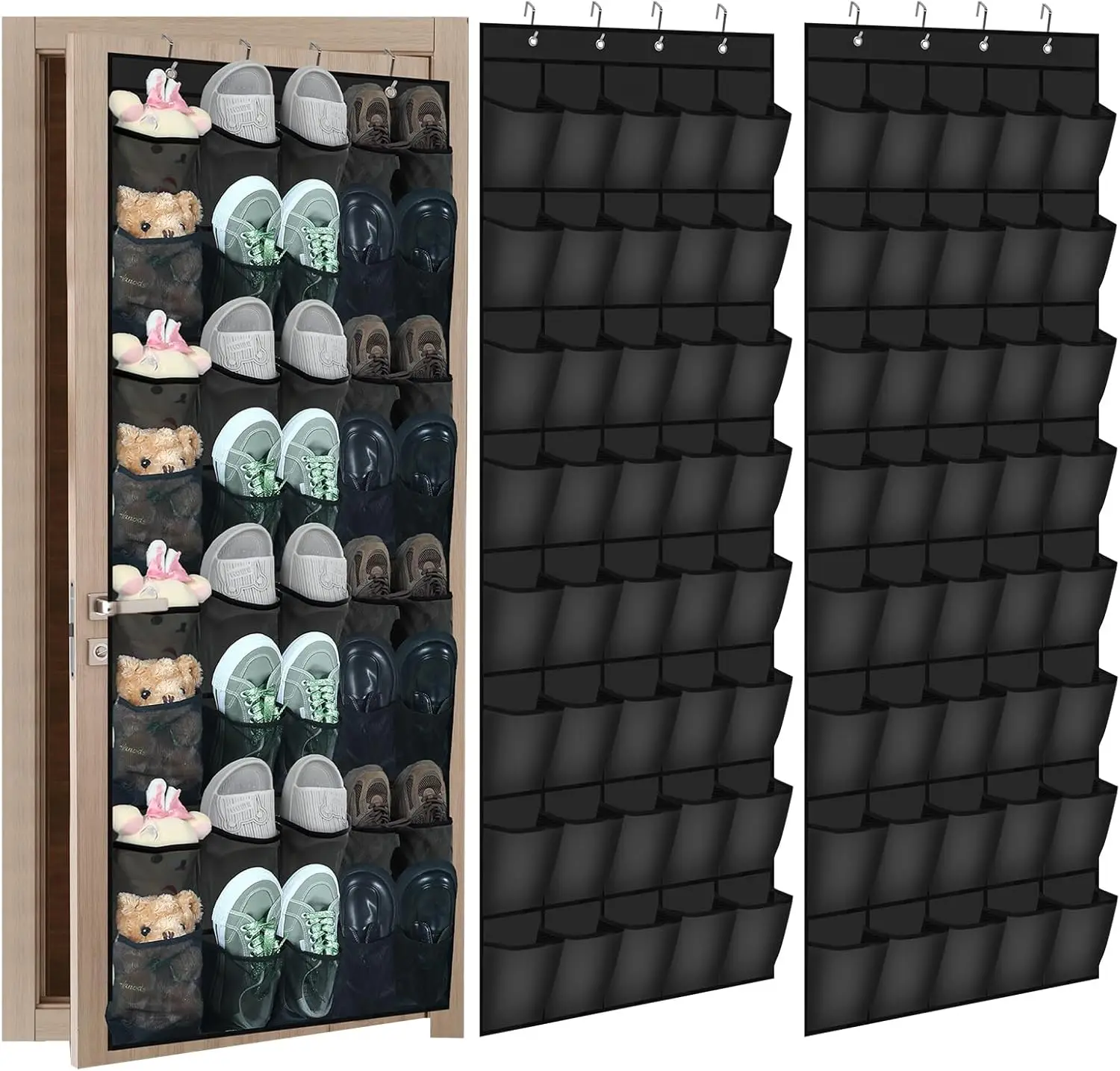 

Набор из 2 штук: Органайзеры для обуви на дверь (на 40 пар), с большими сетчатыми карманами, подвесная полка для обуви в шкаф, нескользящая, для размещения за дверью