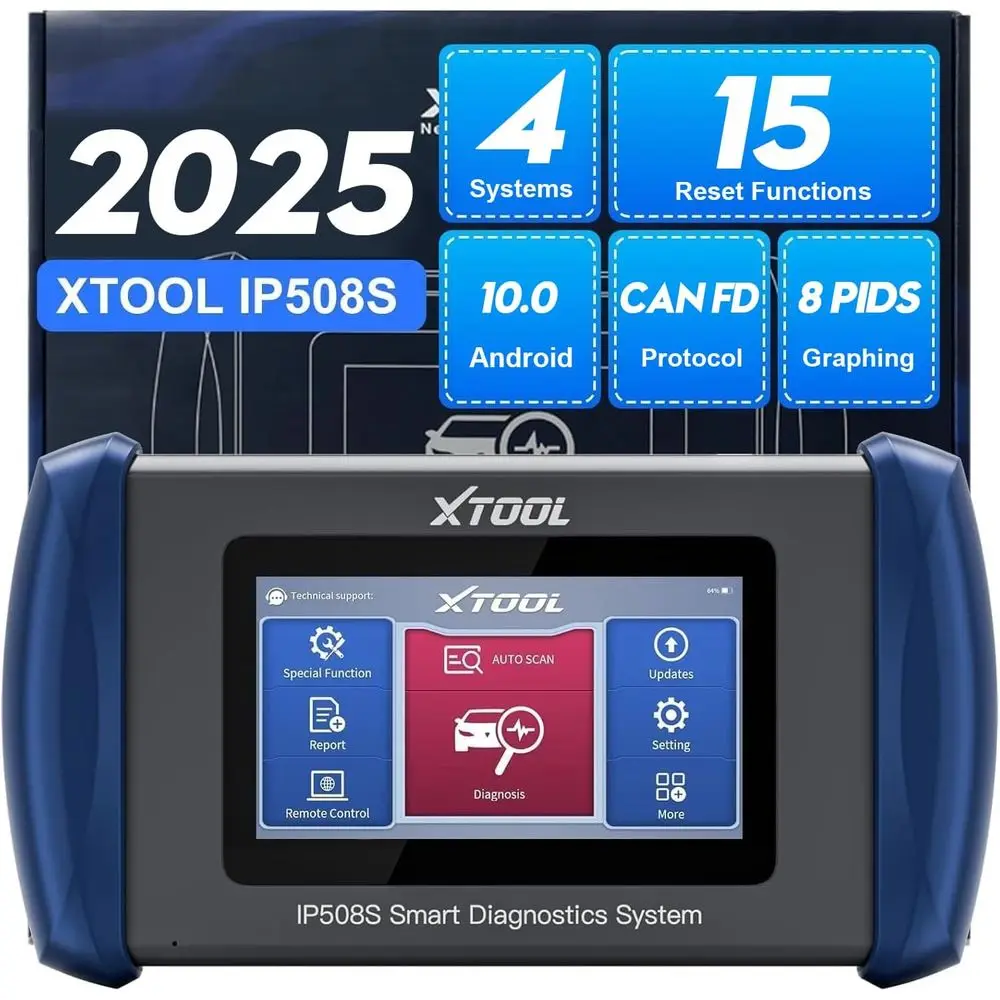 2 Scanner Diagnostic Tool IP508S: Code Reader for Cars & Trucks with 15 Resets, Crank Sensor Relearn, ABS Bleed, CAN FD for GM,