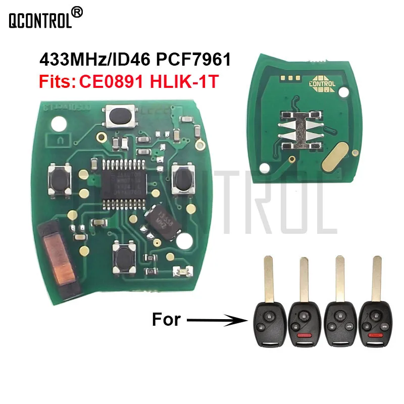 

QCONTROL Car Remote Key Circuit Board for Honda CE0891 HLIK-1T Accord Element Pilot CR-V HR-V Insight City Jazz Odyssey Fleed