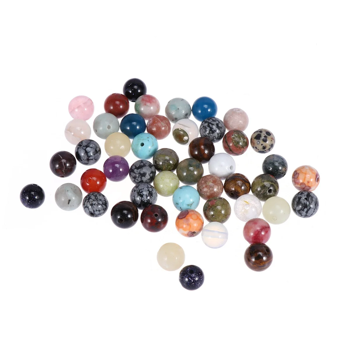 

100Pcs Natural Stone Mixed Color Round Beads Smooth Polished Suitable for DIY Jewelry Making Quartz Crystal Charms
