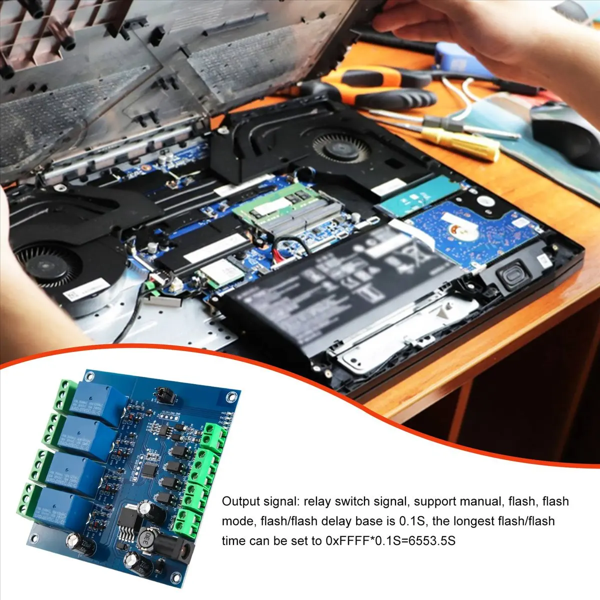 ABAN Modbus RTU 4 Way Relay Module 7-24V Relay Module Switch RS485/TTL Input and Output with Anti Reverse Protection