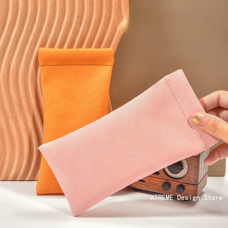 Soft PU Leather Reading Glasses Bag Cases Solid Color Waterproof Eye Glasses Sunglasses Pouch Storage Bags Eyewear Accessories