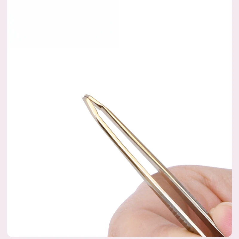 Pince à épiler à bouche oblique, outils de beauté, coupe de sourcils, haute qualité, rayures horizontales, bouche dorée, traction des cheveux, haute précision