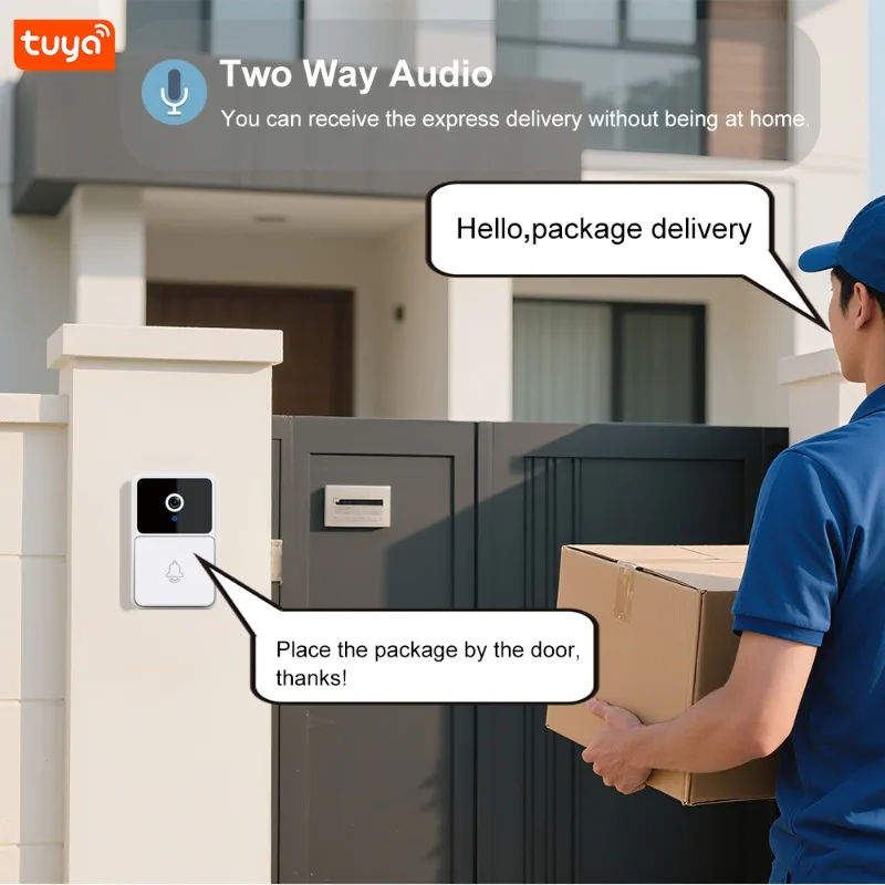 Tuya Visual Doorbell High-definition Night Vision Two-way Communication Voice Changer Built-in Battery Christmas Decorations