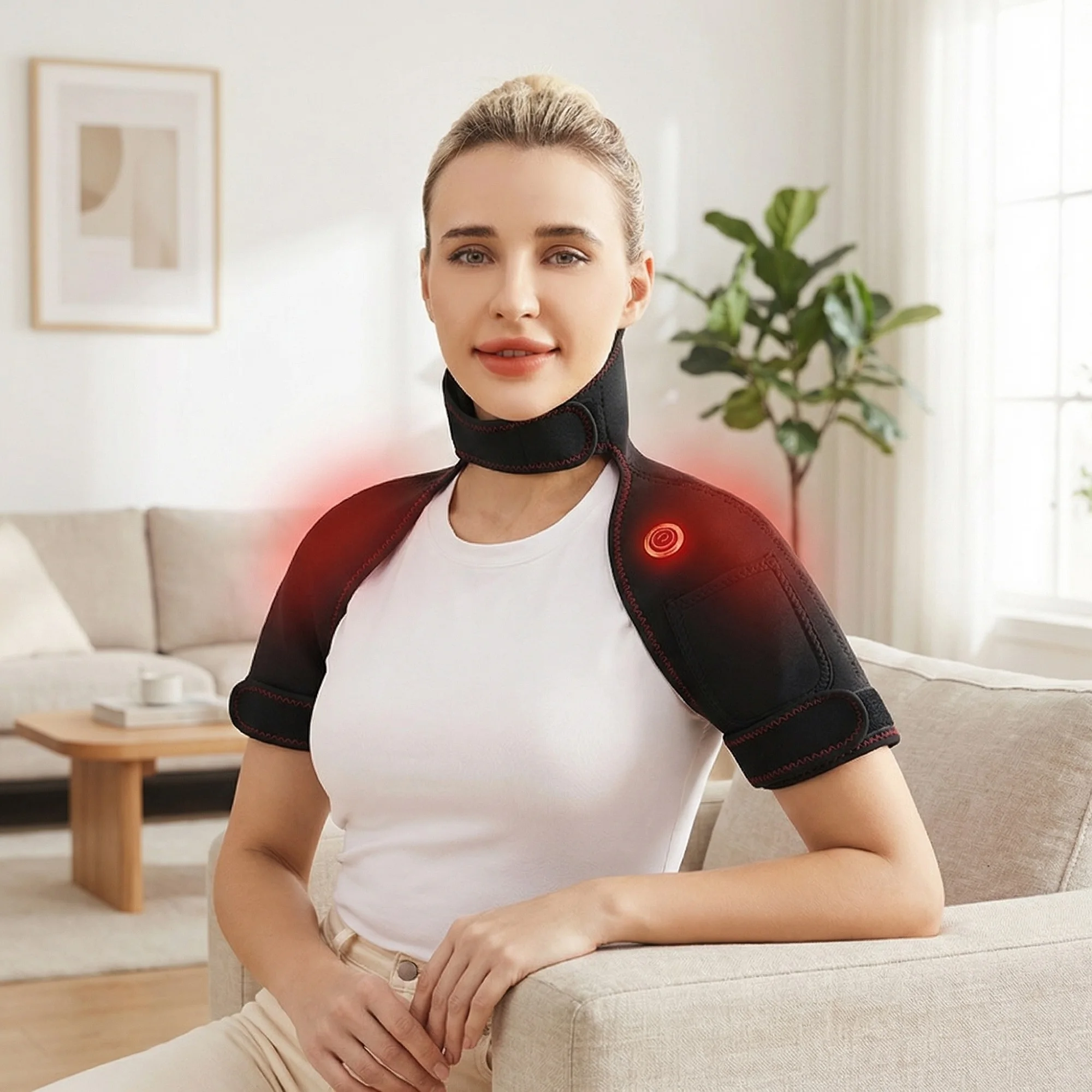 

Cordless Heating Shoulder Neck Pad With Ajustable 3 Level Heated 4 Level Timer Electric Shoulder Neck Hot Compress Warm Winter