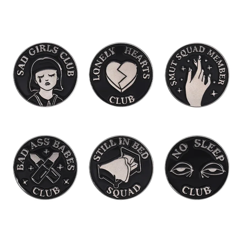 Брошь SAD GIRLS CLUB Lonely Heart Club, эмалированные булавки на заказ, декоративные броши в стиле панк, значки на лацканах для рюкзака, ювелирные аксессуары