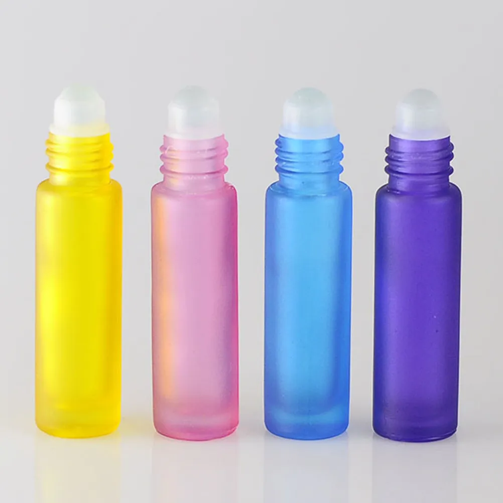 12Pcs Frosted Roll-on Essential Oil Bottles 10Ml Refillable Leakproof Portable Subpackaging Bottles for Natural Oils Perfumes