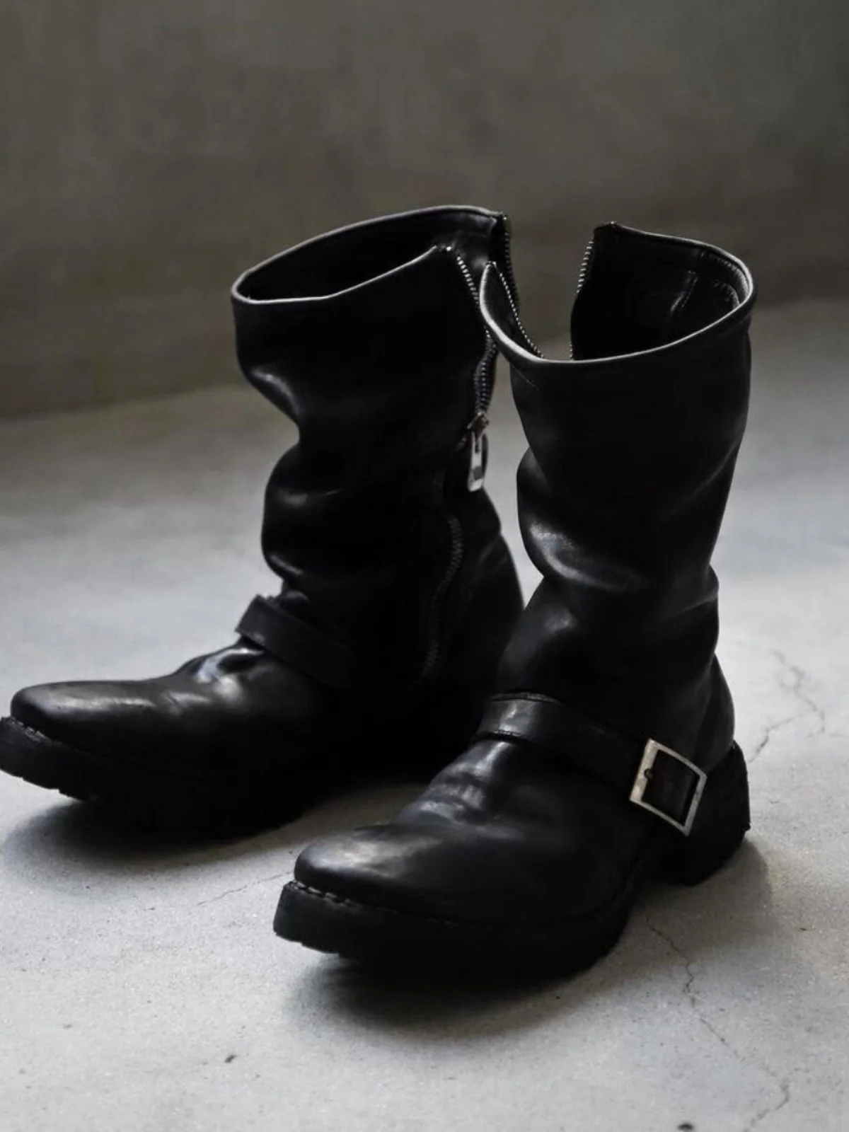 

Ковбойские сапоги в стиле ретро в стиле вестерн, мужские мотоциклетные ботинки, рыцарские сапоги до середины икры, ботинки Ghost Emperor, кожаные сращивания