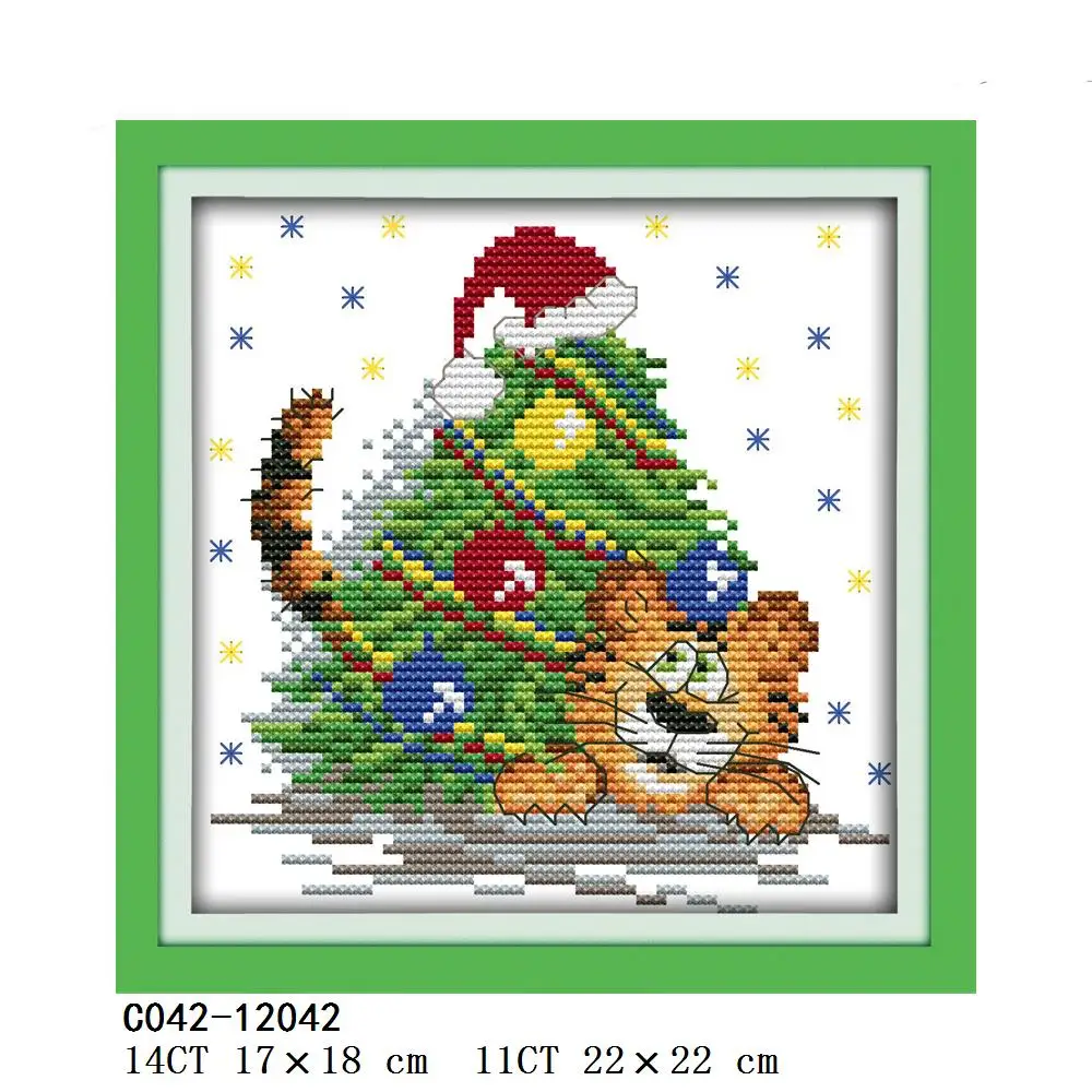 Joy Sunday Naughty Christmas Tiger Deer Gift Teddy Bunny Cross Stitch, Christmas Tree Home Decor, C042, C273, C357, K186, KB182