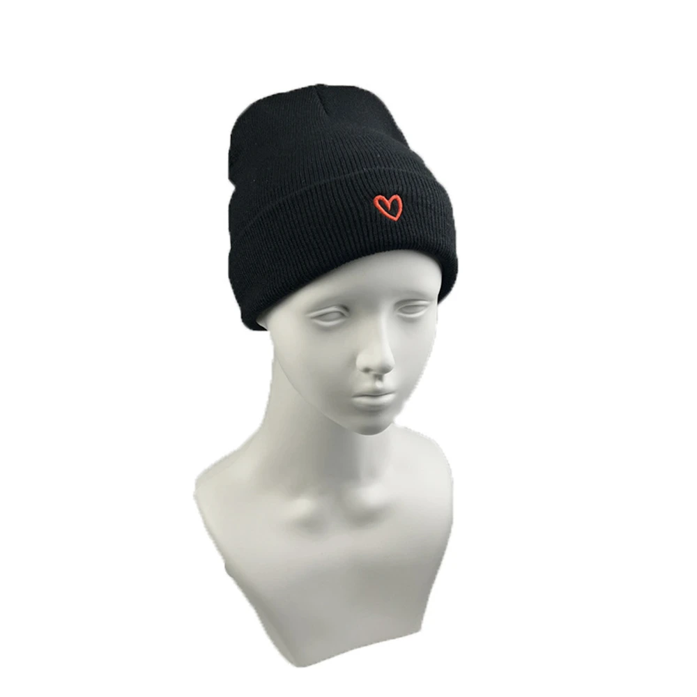 1pcs Men\'s Women\'s New Designer Little Heart Love Embroidered Knitted Hat Unisex Warm Caps Black White