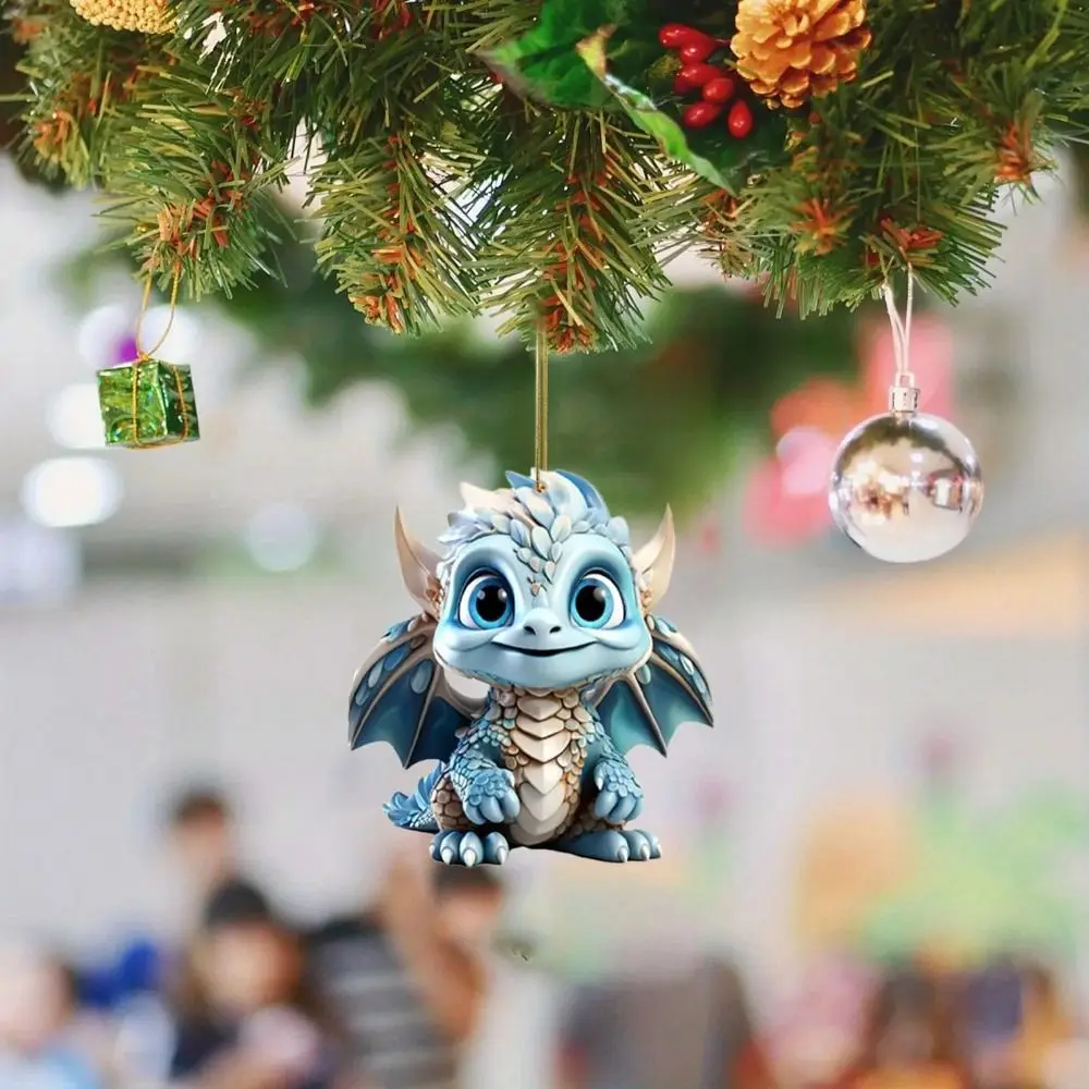 2D Flying Dragon Baby Pendant Cartoon Acrylic Dragon Car Ornament Hangable Decorative Xmas Tree Flat Pendant Xmas Tree