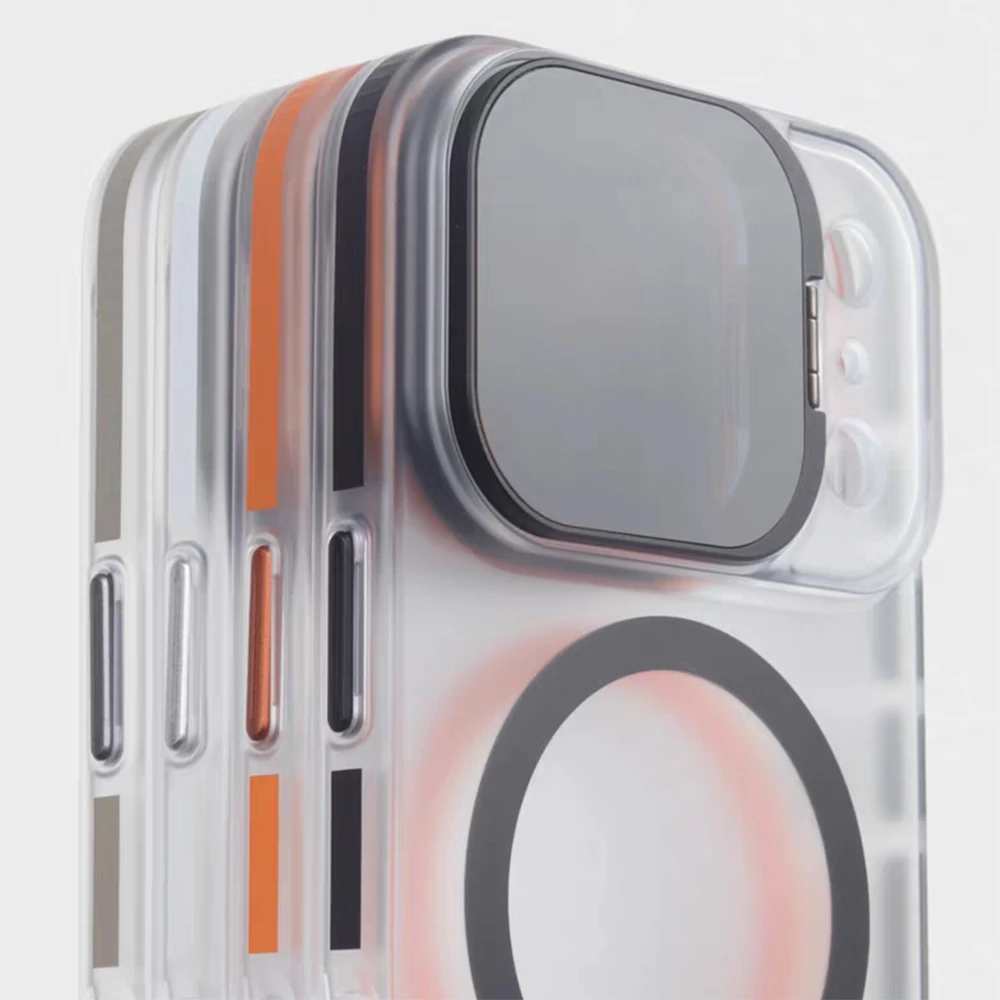 Luxury Polarizing filter Flip Camera Lens Holder Magnetic Case For iPhone 17Pro 15 16Pro 17Pro max for Magsafe Matte Hard Cover