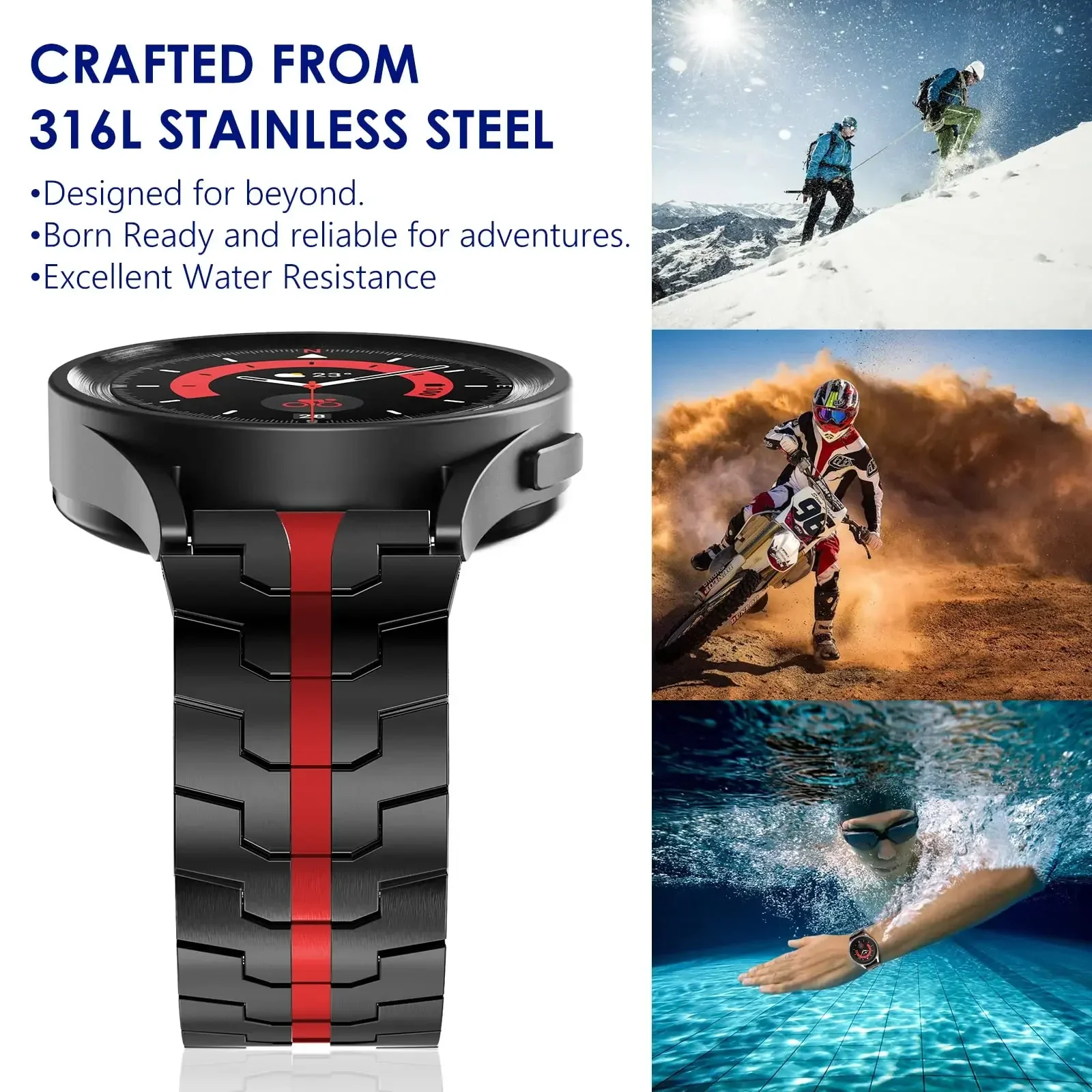 20mm 22mm Band for Samsung Galaxy Watch 4 5 6 classic Stainless steel bracelet correa Galaxy watch 5 Pro 45mm Huawei GT2/3 Strap