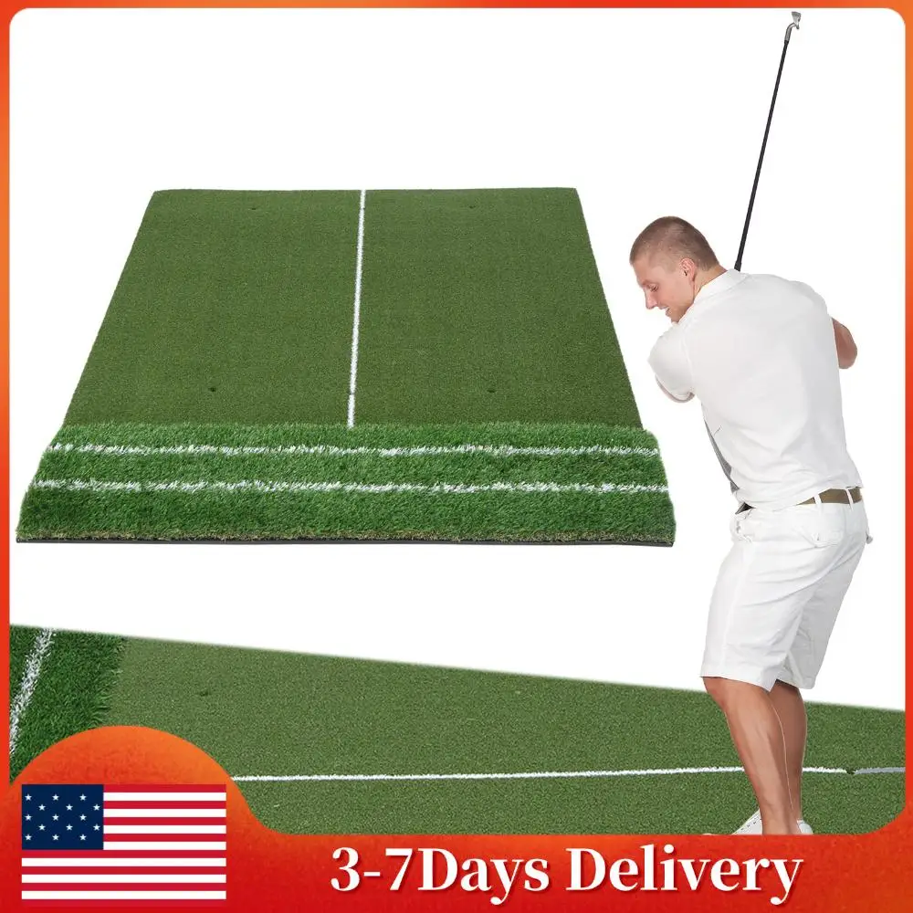 

Тренажерный коврик для гольфа, большой коврик для паттинга с инструментом для выравнивания, 1.2x1.5м, с короткой травой 11 мм и грубой травой 40 мм, подарки для мужчин и женщин, для дома