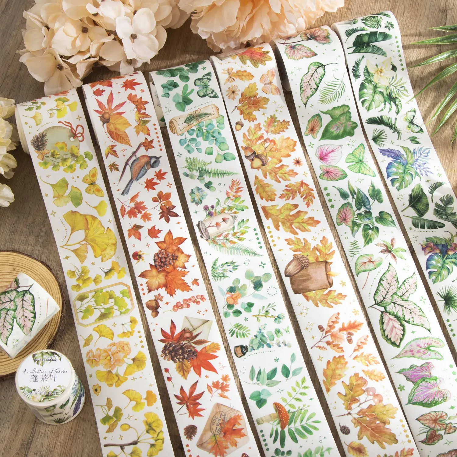 Washi Tape Spring Flower Maple Leaf Decorative Adhesive Tape For Diy Craft Gift Wrapping Journaling Scrapbooking Supplies