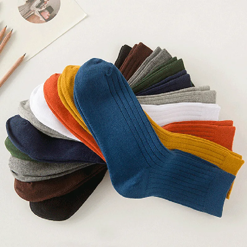 3 Pairs/lot Plus Size Men\'s Cotton Socks Business Men Deodorant Crew Socks Breathable Men\'s Fashion Solid Color Size 39-44 Meias