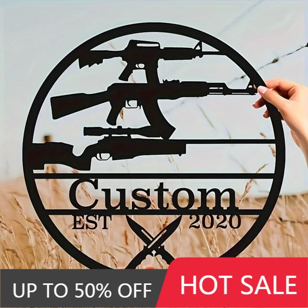 Custom Iron Wall Art Exclusive Tailor - Made Metal Signs Gun - themed with Personalized Names Stylish Indoor Outdoor Decor Perfe