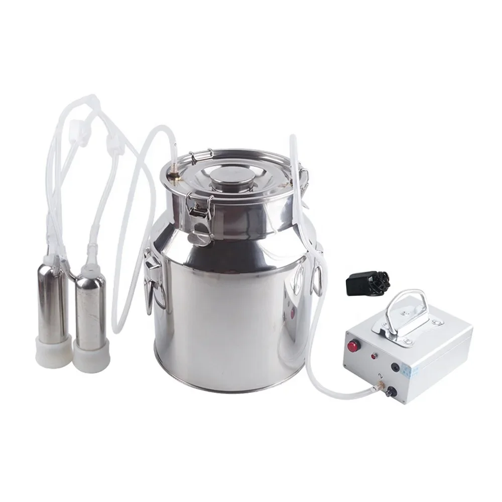 Hot sale Hand Operated 14L Stainless Steel Bucket Portable Mini Cow Milking Machine with Rechargeable Battery and Adaptor