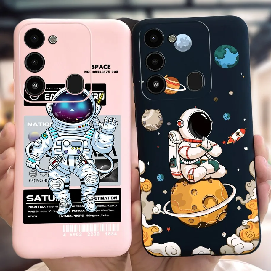 For Tecno Spark 8C Case KG5k KG5j KG5n Fashion Moon Space Soft Black Cover Phone Shell For Tecno Spark8C Go 2022 KG5 KG5h Bumper
