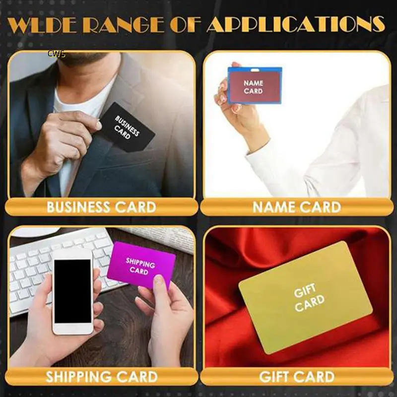 Business Cards, 50 Pc. Engraving Blank Set, 10-Color DIY Cards. Multipurpose Metal Blanks For Home Office Customization