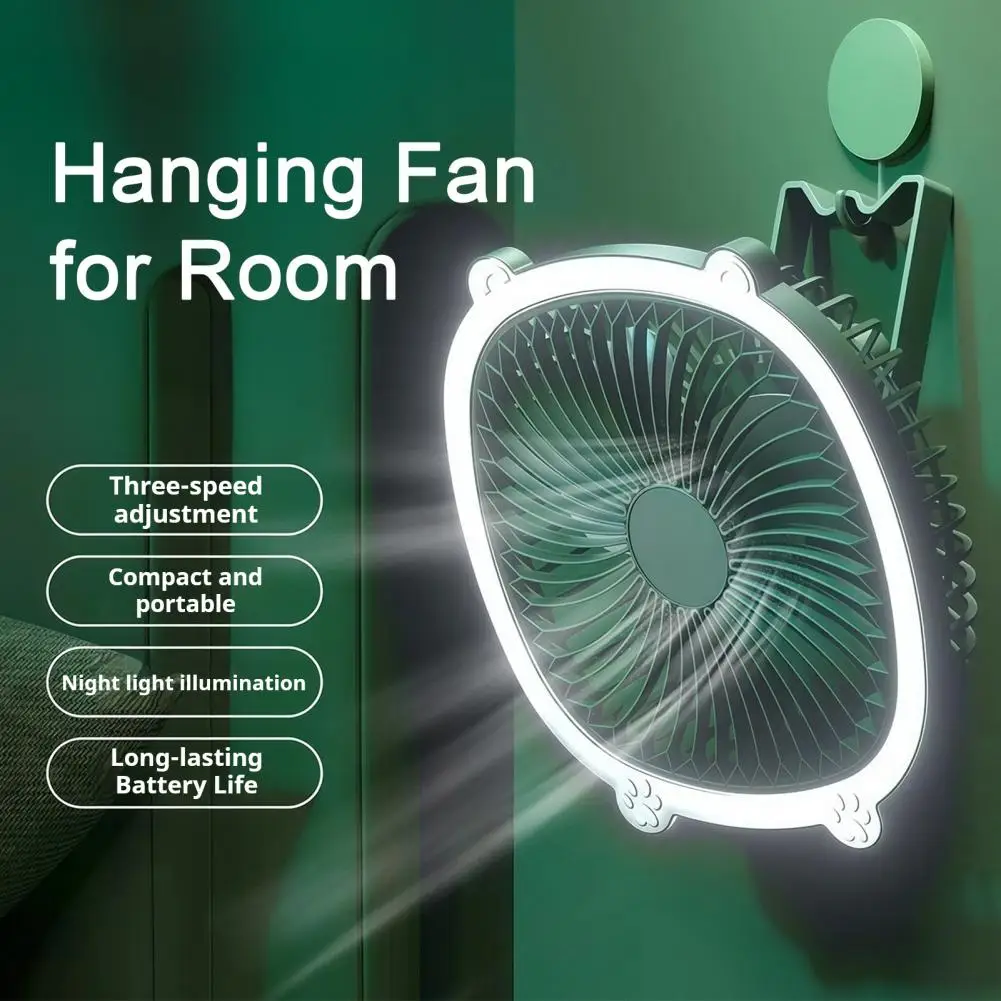 Desk Fan, with 3 Adjustable Wind Speeds And Light Design, USB Charging Hanging And Standing Use Cooling Fan, for Dormitory Kitch